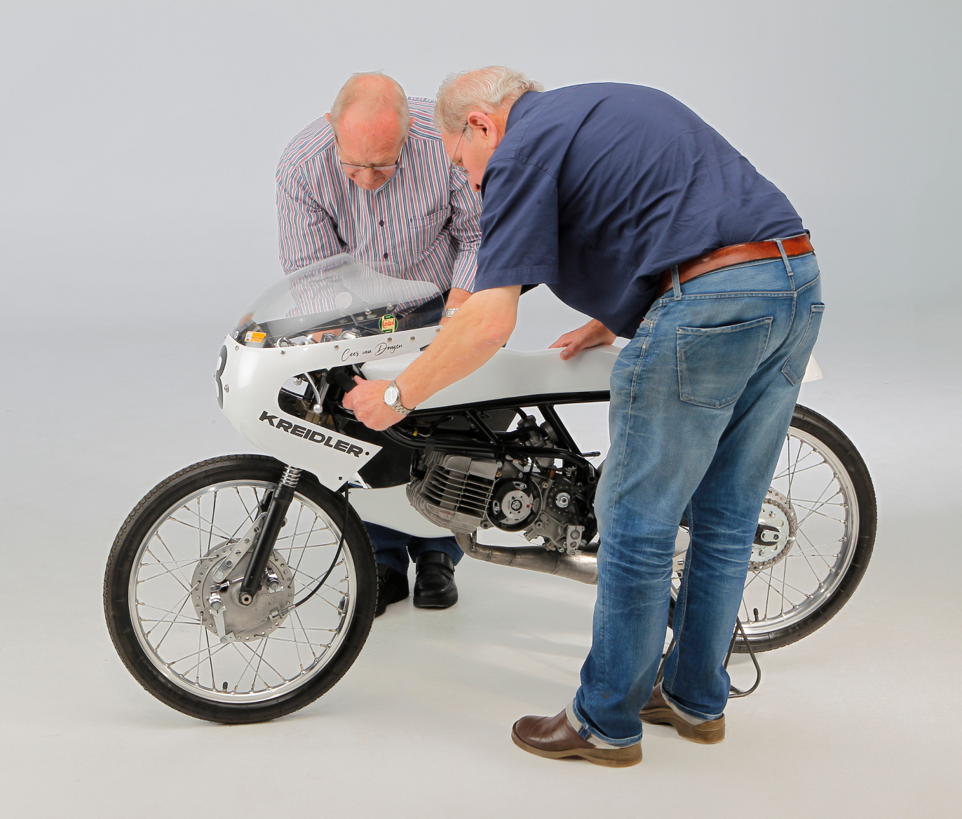 Cees en Herman Stolte met de Kreidler 50cc wegracer